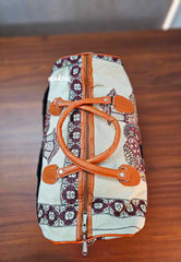 Beige - Canvas Duffle / travel Bag – Ethnic Elephant weaving