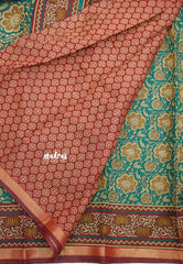 Kalanjali chanderi silk cotton kalamkari floral prints - Teal green