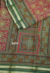 Kalanjali chanderi silk cotton kalamkari floral prints - Dark pink