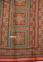Kalanjali chanderi silk cotton kalamkari floral prints - Green