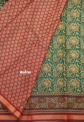 Kalanjali chanderi silk cotton kalamkari floral prints - Green