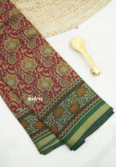 Kalanjali chanderi silk cotton kalamkari floral prints - Red