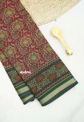 Kalanjali chanderi silk cotton kalamkari floral prints - Dark pink