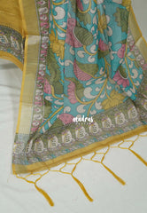 Amitha – Mustard Glow - Chanderi Silk with Kalamkari Prints and Kantha Stitch Work Salwar Suit