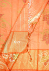 Peach Mist - Chandrika - Ikkat Pochampally Silk cotton with Tissue border