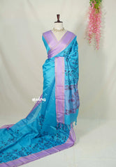 Olympic Blue - Chandrika - Ikkat Pochampally Soft Silk with Rettapet Border - Best for Small Functions