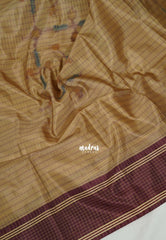 Pastel Khaki Brown - Chandrika - Ikkat Pochampally Soft Silk Muthukattam with Rettapet Border - Best for Small Functions