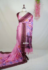 Rose Pink - Chandrika - Ikkat Pochampally Soft Silk with Rettapet Border - Best for Small Functions