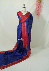 (PRE-BOOKING) MS Amma Blue - Chandrika - Ikkat Pochampally Soft Silk Rettapet Border - Best for Small Functions
