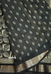 Blended linen cotton chikku and black combo - Design 1