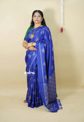 MS Blue - Chithiram - Soft printed Paper Silk Saree with Kolam prints