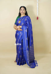 (PRE-BOOKING) MS Blue - Chithiram - Soft printed Paper Silk Saree with Kolam prints