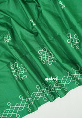 Classic Green - Chithiram - Soft printed Paper Silk Saree with Kolam Prints - Best for Casual Wear