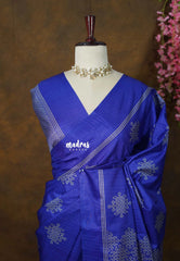 MS Blue - Chithiram - Soft printed Paper Silk Saree with Kolam prints