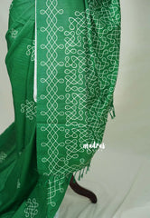 Classic Green - Chithiram - Soft printed Paper Silk Saree with Kolam Prints - Best for Casual Wear