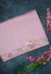 Mauve Onion Pink - Chitraleka - Semi Tussar Silk Embroidery with Scallop Border | Perfect for Pooja Functions