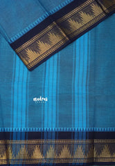 Olympic Blue - Classic Kanchi cotton Saree Plain body with Temple Border - Best for Temple Visit