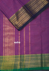 Magenta Purple - Classic Kanchi cotton Saree Plain body with Ganga Jamuna Border - Best for Temple Visit