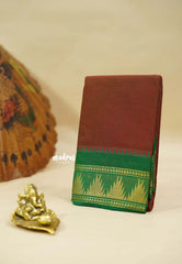 Brown - Classic Kanchi cotton big temple border - Best for Temple Visit