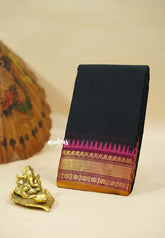 Black - Classic kanchi cotton temple border - Best for Temple Visit