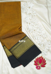 Honey Mustard - Classic Kanchi Cotton Plain Body with Skirt Border and No Blouse - Best for Small Functions
