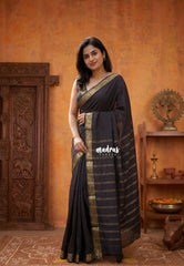 Dark Chocolate Brown - Avantika - Semi Mysore silk with small border - Perfect for Festival Wear