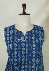 Indigo Blue – Aavani - Pre-Washed Handspun Cotton Ready-Made Short Top for Women with Half Sleeve Inside – Perfect for Office & Everyday Wear