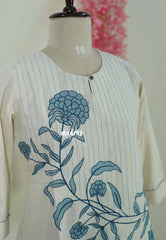 Creamy Ivory – Aavani - Pre-Washed Handspun Cotton Ready-Made Short Top for Women with Embroidery – Perfect for Office & Everyday Wear