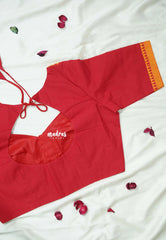 Red - Customised Mangalgiri Cotton Ready Made Blouse