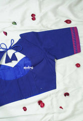 Navy Blue - Customised Mangalgiri Cotton Ready Made Blouse