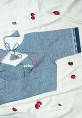 Bluish Grey - Customised Mangalgiri Cotton Ready Made Blouse