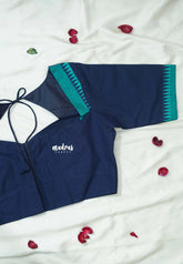 Midnight Blue - Customised Mangalgiri Cotton Ready Made Blouse