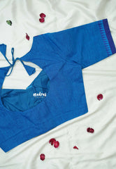 Cobalt Blue - Customised Mangalgiri Cotton Ready Made Blouse