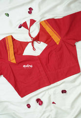 Red - Customised Mangalgiri Cotton Ready Made Blouse