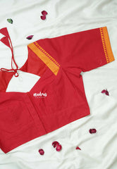 Red - Customised Mangalgiri Cotton Ready Made Blouse