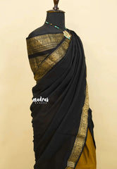 Honey mustard with Black - Karthigai Silk Cotton Pavadai Thavani / Half saree Set - Unstitched - Devasena