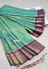 Dual shade bluish Green - Sico Gadwal semi silk