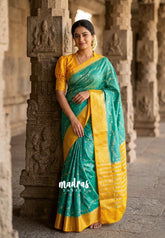 Seafoam Green - Durga - Banarasi Soft Katan Silk with kodi weaving body - Best for Temple Visit | Functions Wear