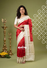 Chilli Red - Durga - Traditional Banarasi semi soft silk saree