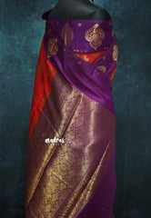 Chilli red with purple - Banarasi katan silk full weaving body - Durga