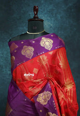Chilli red with purple - Banarasi katan silk full weaving body - Durga