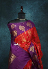 Chilli red with purple - Banarasi katan silk full weaving body - Durga