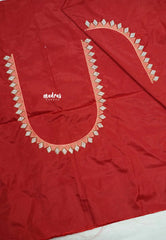 Dark red - Mayuri - 1 mtr Silk Cotton Embroidered Blouse Piece – Village Folk Art Motif