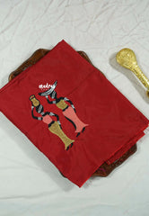 Dark red - Mayuri - 1 mtr Silk Cotton Embroidered Blouse Piece – Village Folk Art Motif