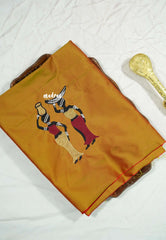 Mustard - Mayuri - 1 mtr Silk Cotton Embroidered Blouse Piece – Village Folk Art Motif