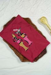 Beetroot pink - Mayuri - 1 mtr Silk Cotton Embroidered Blouse Piece – Village Folk Art Motif