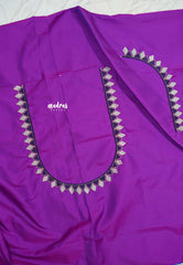 Magenta Purple - Mayuri - 1 mtr Silk Cotton Embroidered Blouse Piece – Village Folk Art Motif