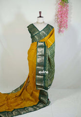 Turmeric Yellow - Fancy cotton Saree with Sungudi Design with Peacock Border - Perfect for Office Wear | Summer Wear | Casual Wear