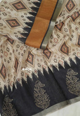 Ivory Beige - Jasmine - Fancy Jute with Small Border - Perfect for Office Wear | Casual Wear