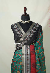 Peacock Green - Jasmine - Fancy Jute with Small Border - Perfect for Office Wear | Casual Wear